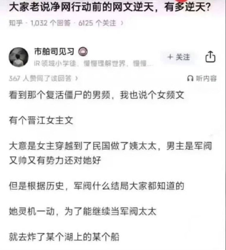 让我想起那时候墙内讨论尺度很大，微博看过一篇网文，穿越到过去遇到蒋介石，告诉他巴什么湖的船炸了，毛一找到就枪毙了，非常的爽
