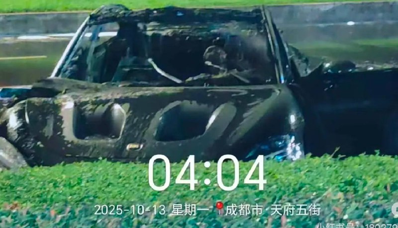 10月13日 凌晨 天府大道 突发小米 su7 超速追尾翻滚到对向车道，起火自燃，多人参与，救援无果