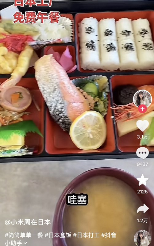 一个在日本工厂，打工的博主晒她的午餐，评论区都是嘲讽一个在日本工厂，打工的博主晒她的午餐，评论区都是嘲讽