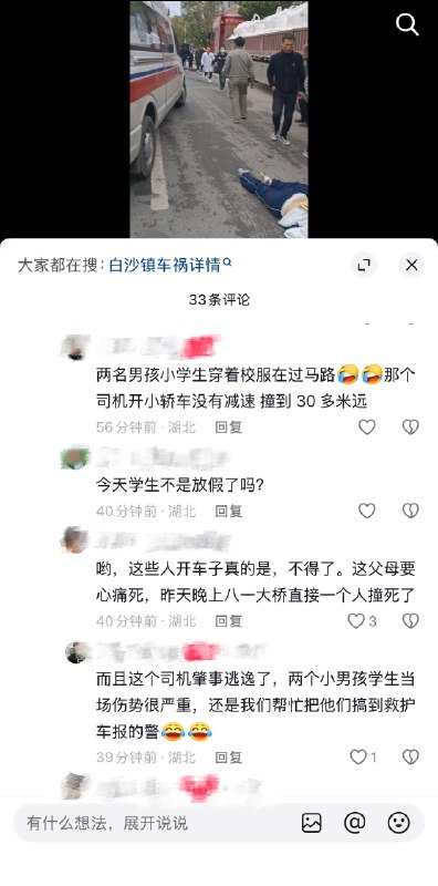 4月2日，湖北黄石白沙镇两名小学生过马路被撞飞，司机肇事逃逸！4月2日，湖北黄石白沙镇两名小学生过马路被撞飞，司机肇事逃逸！