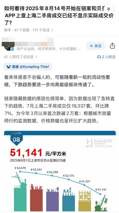 有网友发现，由于房价 一直 下跌 目前 链家 和 贝壳 等平台已经不显示房产实际 成交价 格了