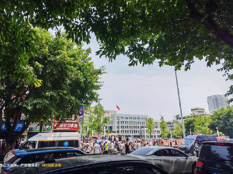 8月4日 四川 江油  前一天的霸凌 事件发生后，大批当地民众前往市政府声援受害者家属，要求严惩施暴者