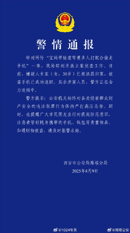 陕西西安雁塔区，宝妈带娃出去遛弯被偷窃！陕西西安雁塔区，宝妈带娃出去遛弯被偷窃！