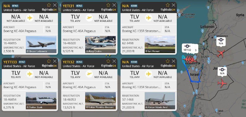 美国战机从特拉维夫起飞，正在中东上空飞行#伊朗 #以色列 #战争华盛顿邮报消息