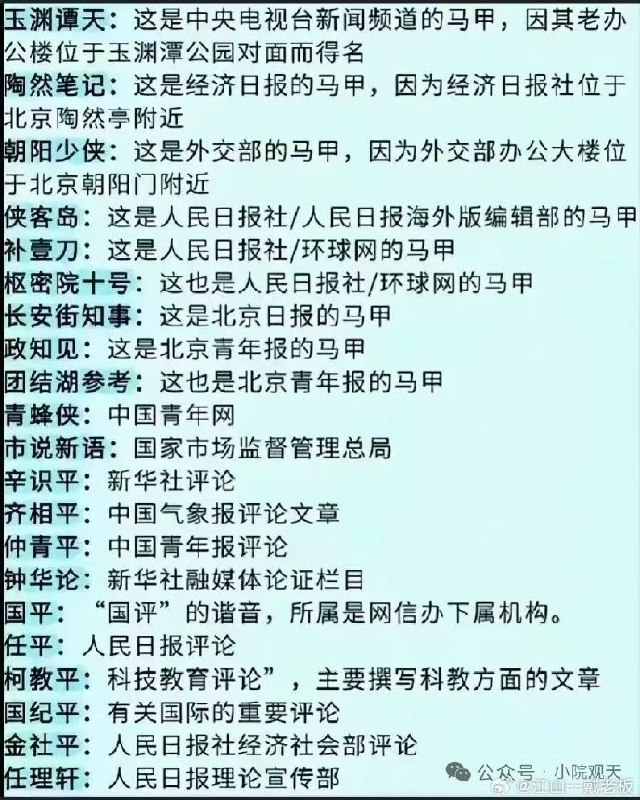 各大主流媒体的马甲