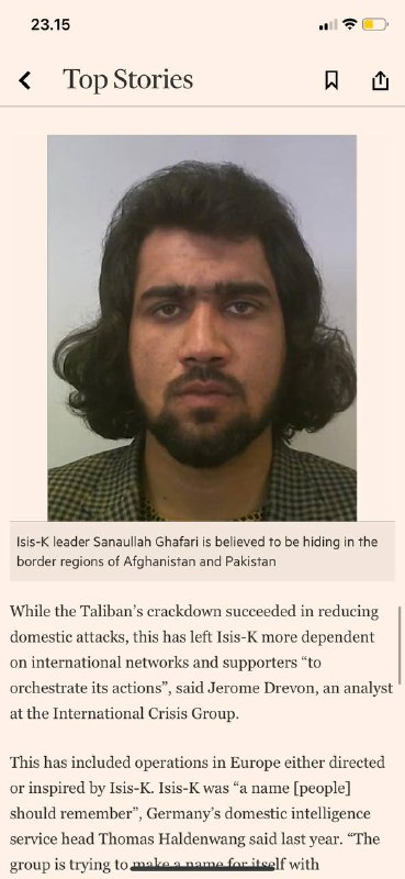 #Isis-K 领导Sanaullah Ghafari 躲在阿富汗和巴基斯坦🇵🇰之间边境虽然塔利班试图镇压Isis-K，但它似乎对其他激进组织更加宽容