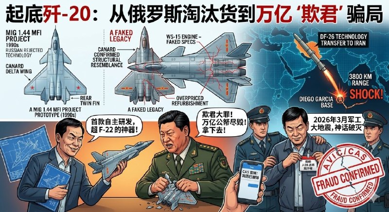 成飞杨伟的J-20骗局，习近平很生气！