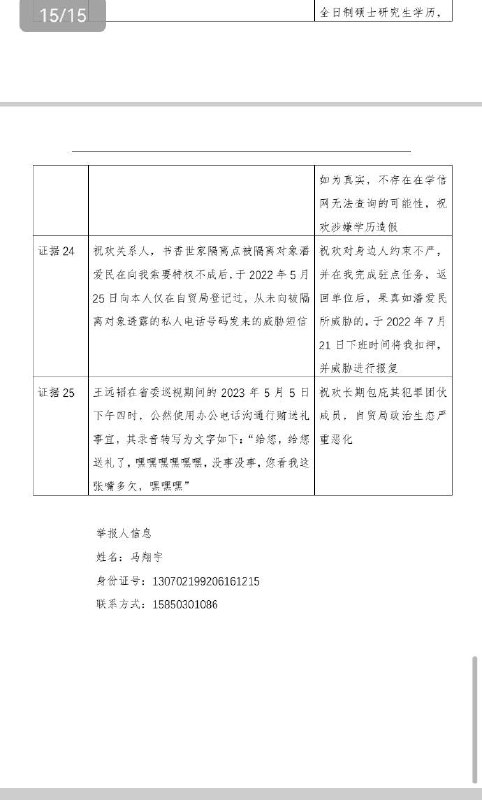 清华大学毕业生马翔宇 #举报 苏州工业园区商务 #局长 祝欢的文字资料