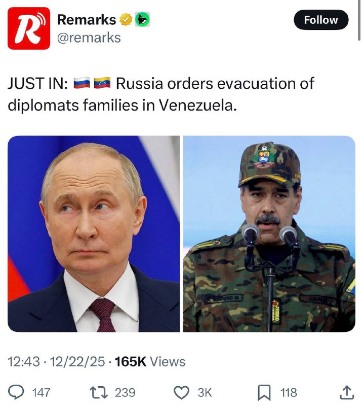 俄罗斯开始撤离驻委内瑞拉外交人员家属，大战一触即发