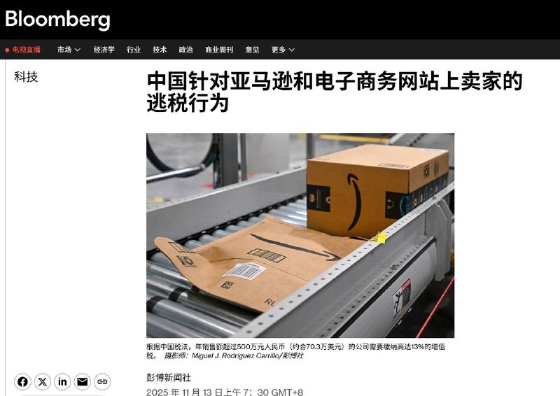 刀口向内！财政缺口下的税务风暴！中国税务机关要求亚马逊等电商平台（50%以上是中国卖家）交出销售数据，中国电商卖家将面临补缴13%的增值税