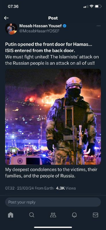 #普京为哈马斯打开了前门......伊斯兰国从后门进入